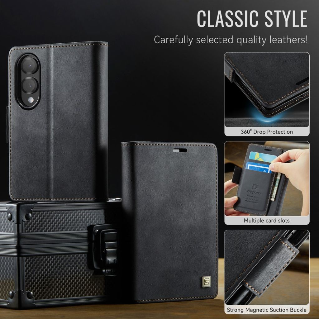 AUTSPACE Samsung Galaxy Z Fold8 Lompakkokotelo PU-nahka RFID-suojattu - Musta