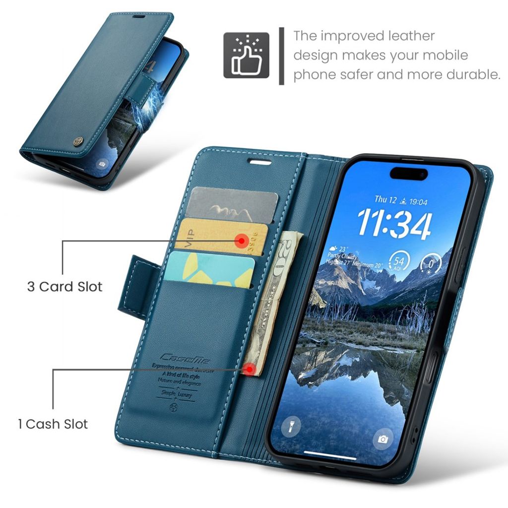 CASEME iPhone 16 Cover with Card Slots - Blue