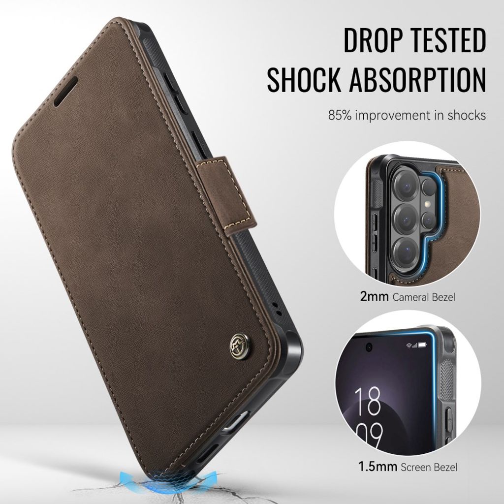 CASEME 053  Samsung Galaxy S25 Ultra  Flip Cover MagSafe RFID-blokerende - Brun