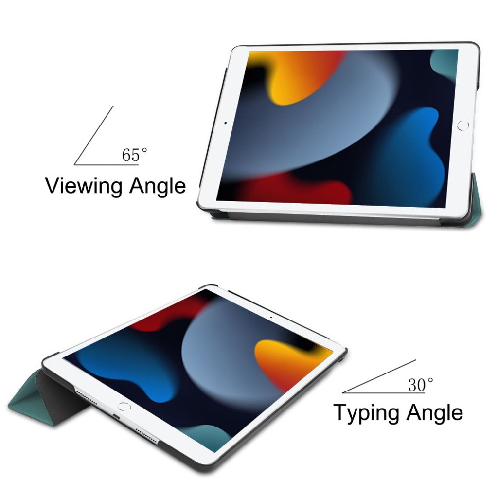 iPad 10.2" (2021/2020/2019) Fodral Tri-Fold PU-läder - Svartgrön