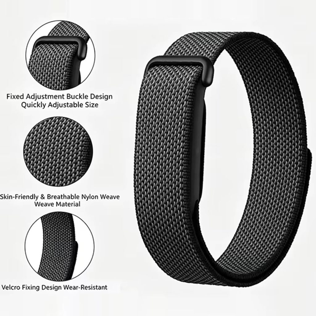 Google Fitbit Air -kellolle säädettävä nailonranneke – vaaleanharmaa