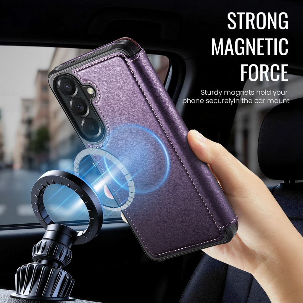 CASEME 053 Samsung Galaxy A17/A16/A26 Lompakkokotelo MagSafe RFID-estävä - Violetti