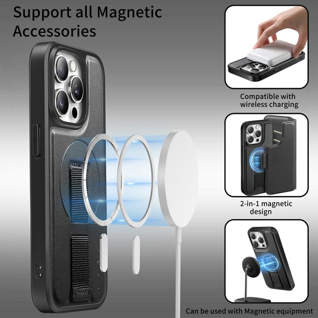 CASENEO iPhone 15 Pro MagSafe Wallet Cover RFID Blocking - Black