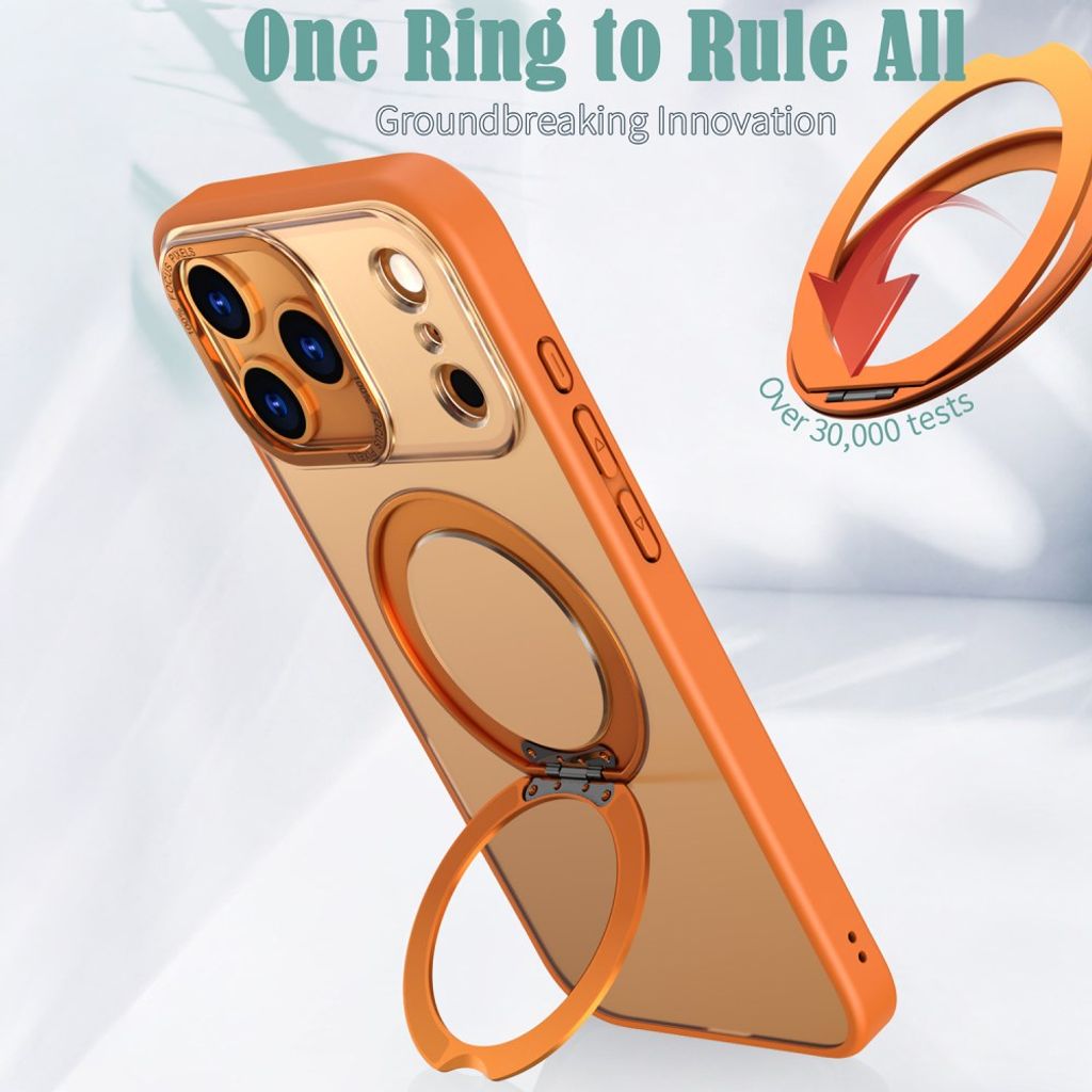 iPhone 18 Pro Max/17 Pro Max-deksel med MagSafe og stativ – oransje