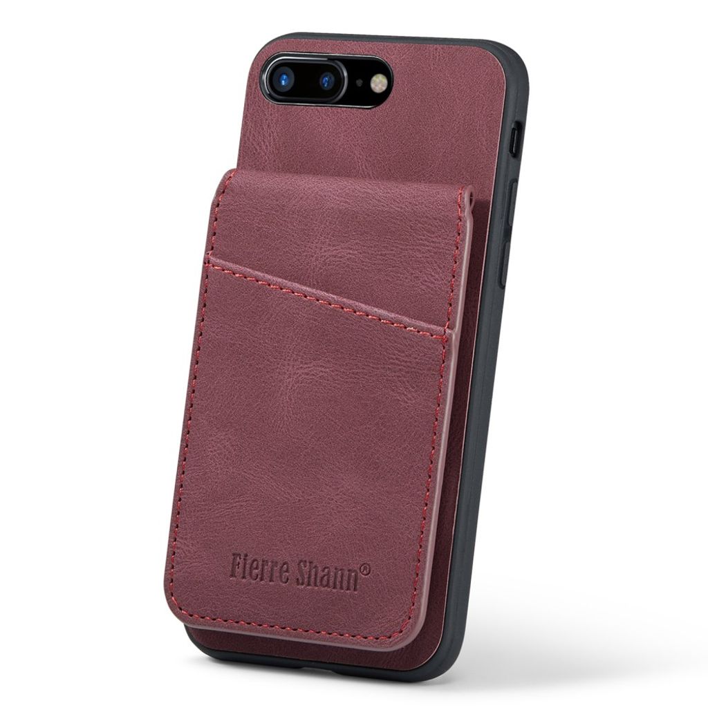 FIERRE SHANN iPhone 7 Plus / 8 Plus Cover med Kortplads - Rød
