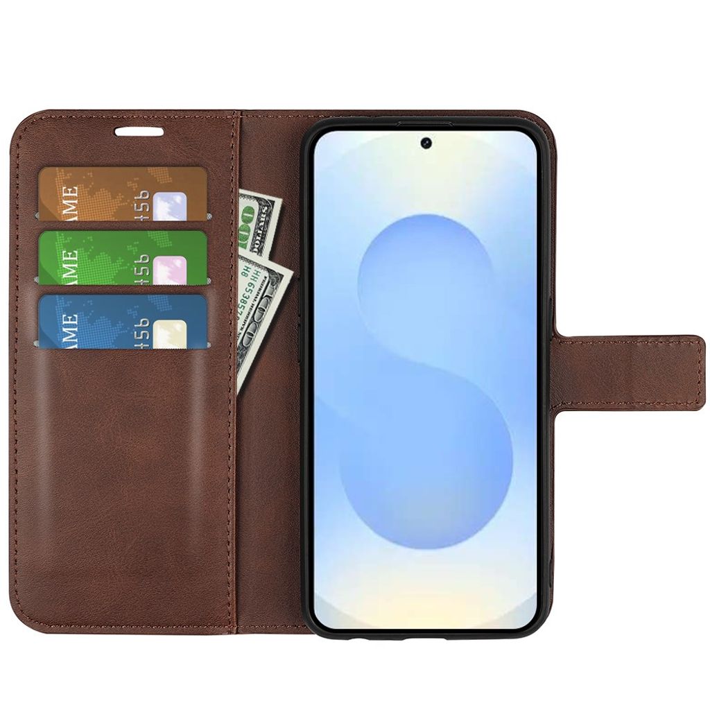 Samsung Galaxy S26 Plus Lommeboketui Stativ – Brun