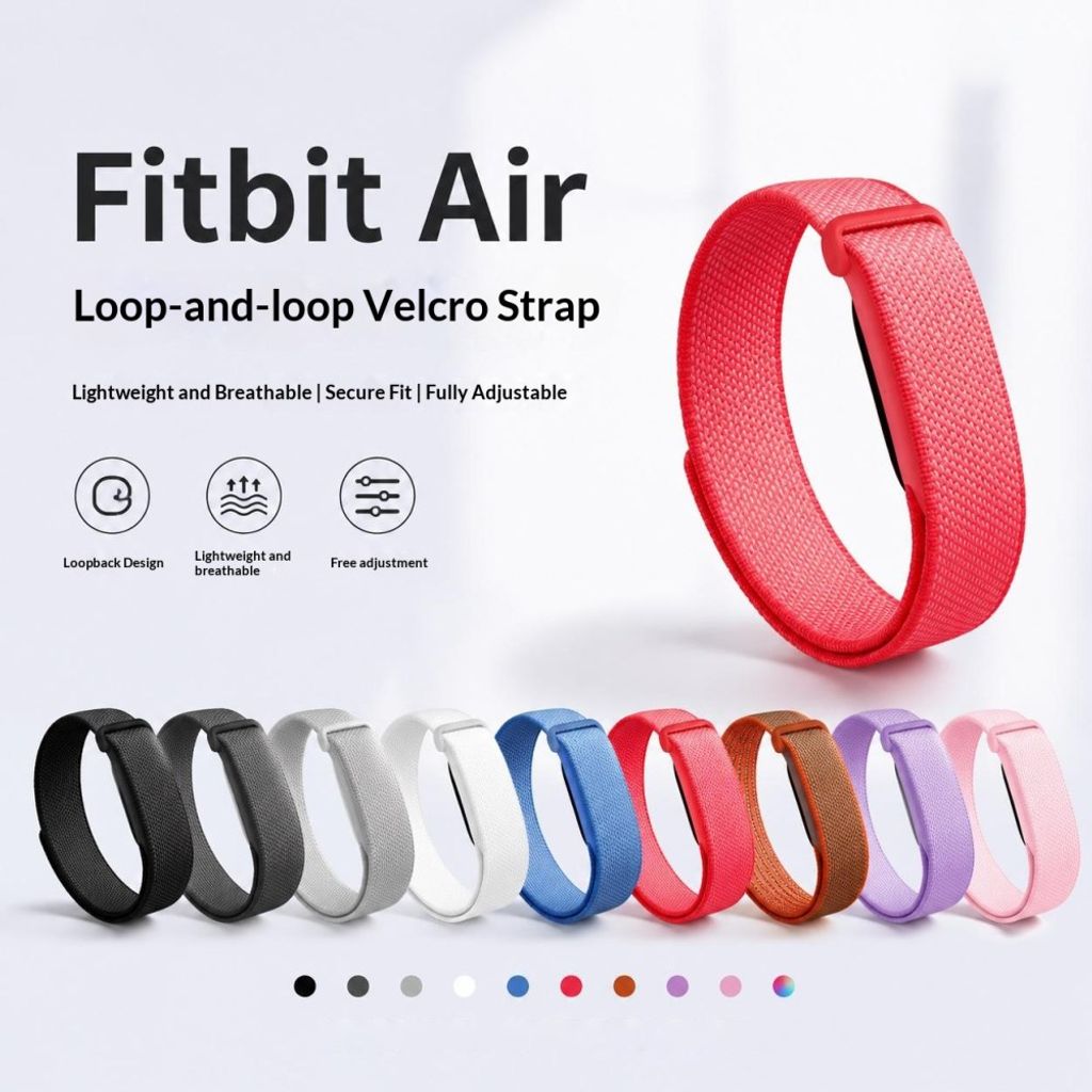 Google Fitbit Air -kellolle säädettävä nailonranneke – vaaleanharmaa