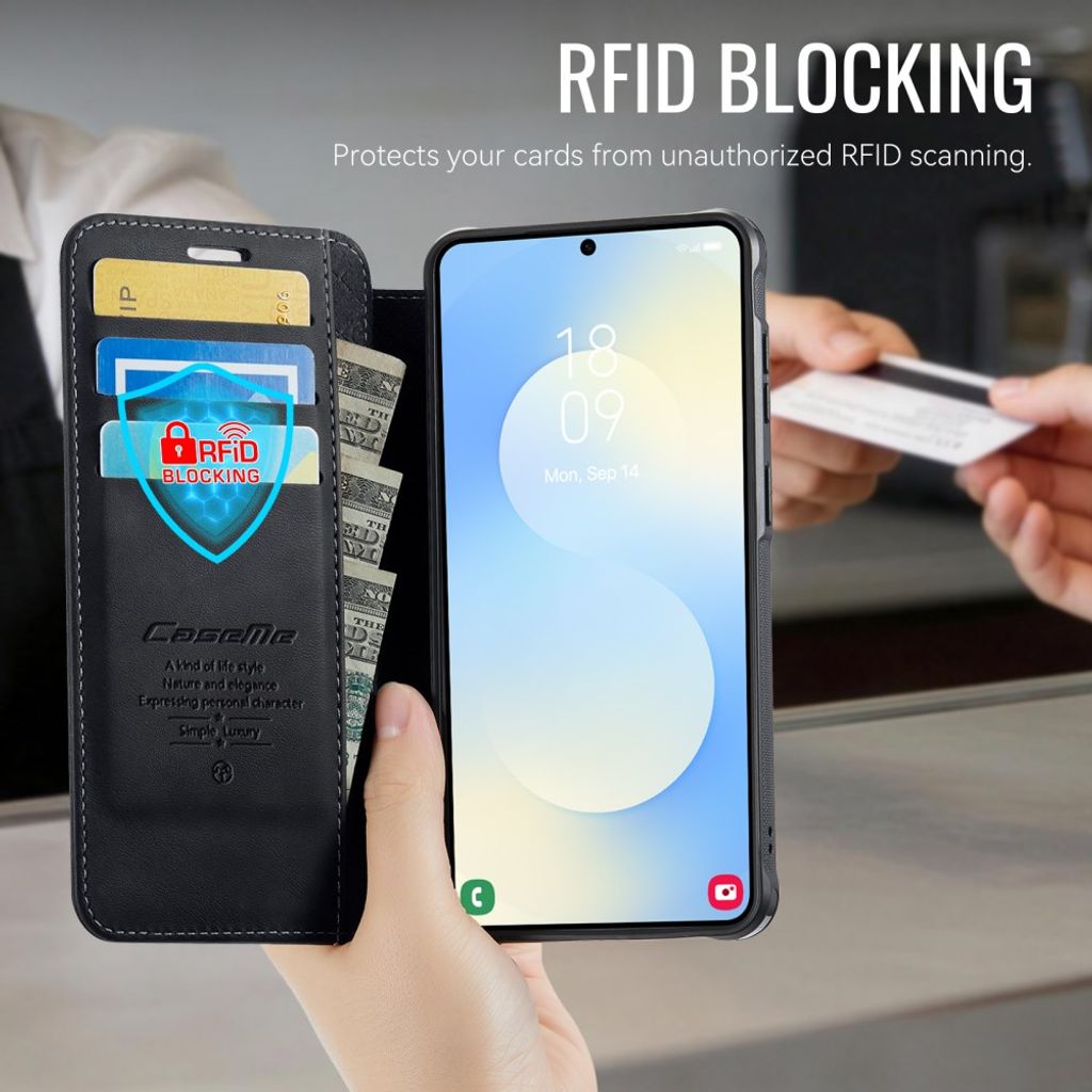 CASEME 053  Samsung Galaxy S25 FE  Flip Cover MagSafe RFID-blokerende - Sort