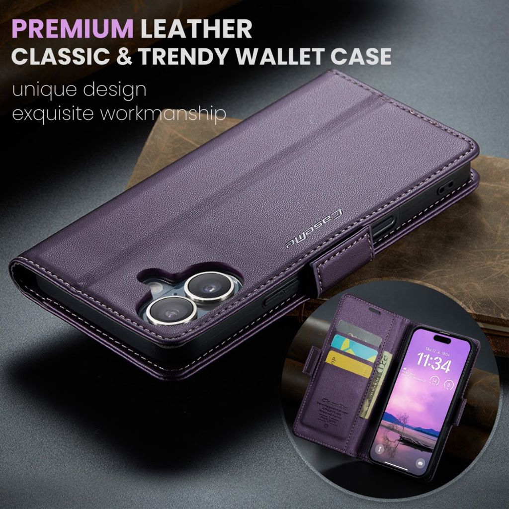 CASEME iPhone 16 Cover with Card Slots - Purple