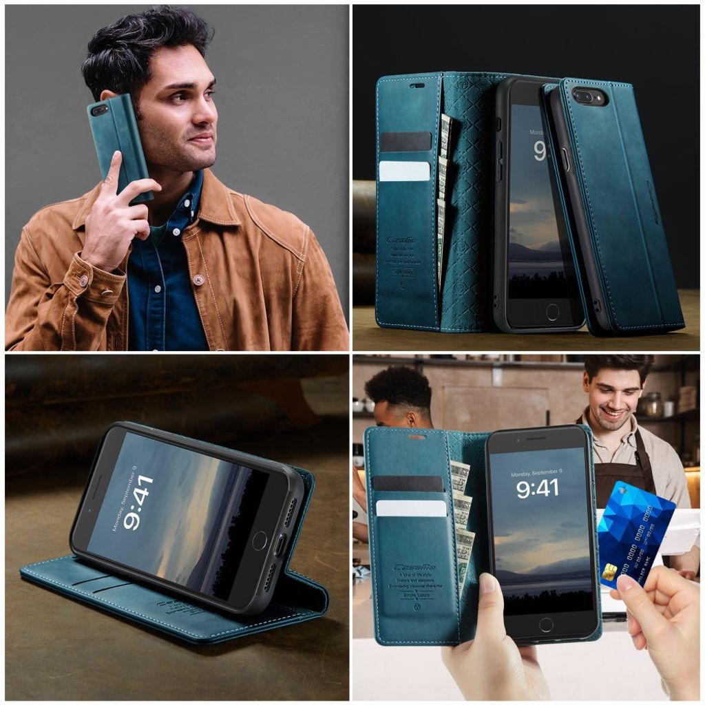 CASEME iPhone 6 Plus / 7 Plus / 8 Plus Kotelo Jalusta - Vihreä