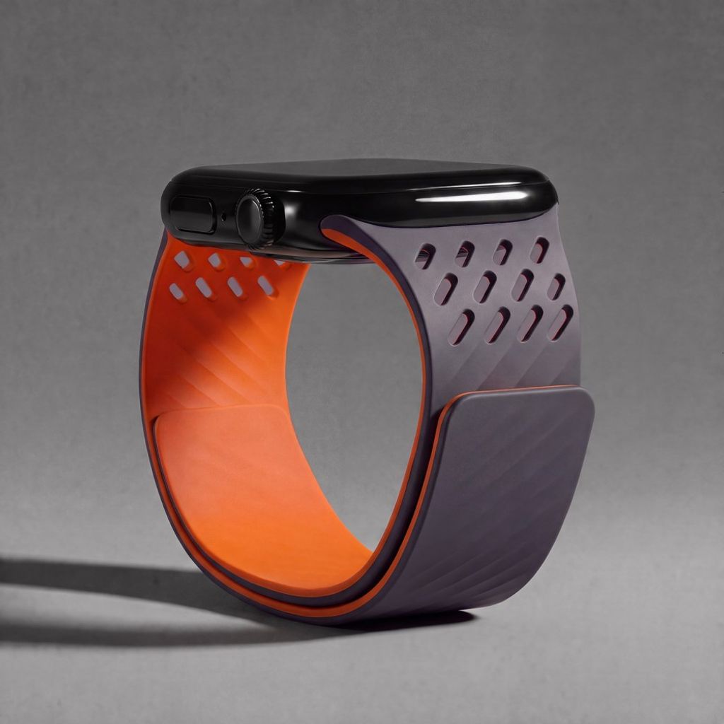 Apple Watch 49 / 46 / 44 / 42mm Silikoninen kellonranneke - Harmaa/oranssi
