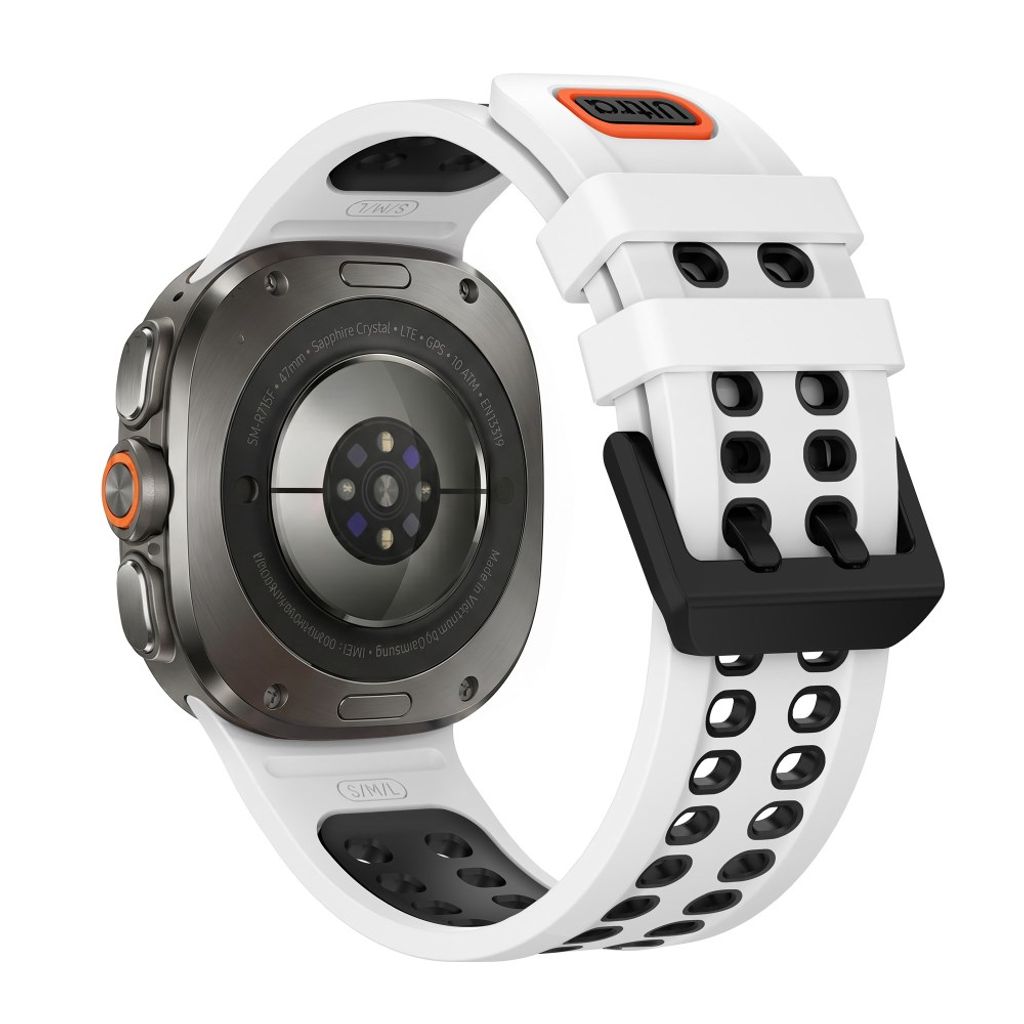 Samsung Galaxy Watch Ultra/Ultra2 Tofarget silikon klokkerem med dobbel spenne - Hvit/Svart