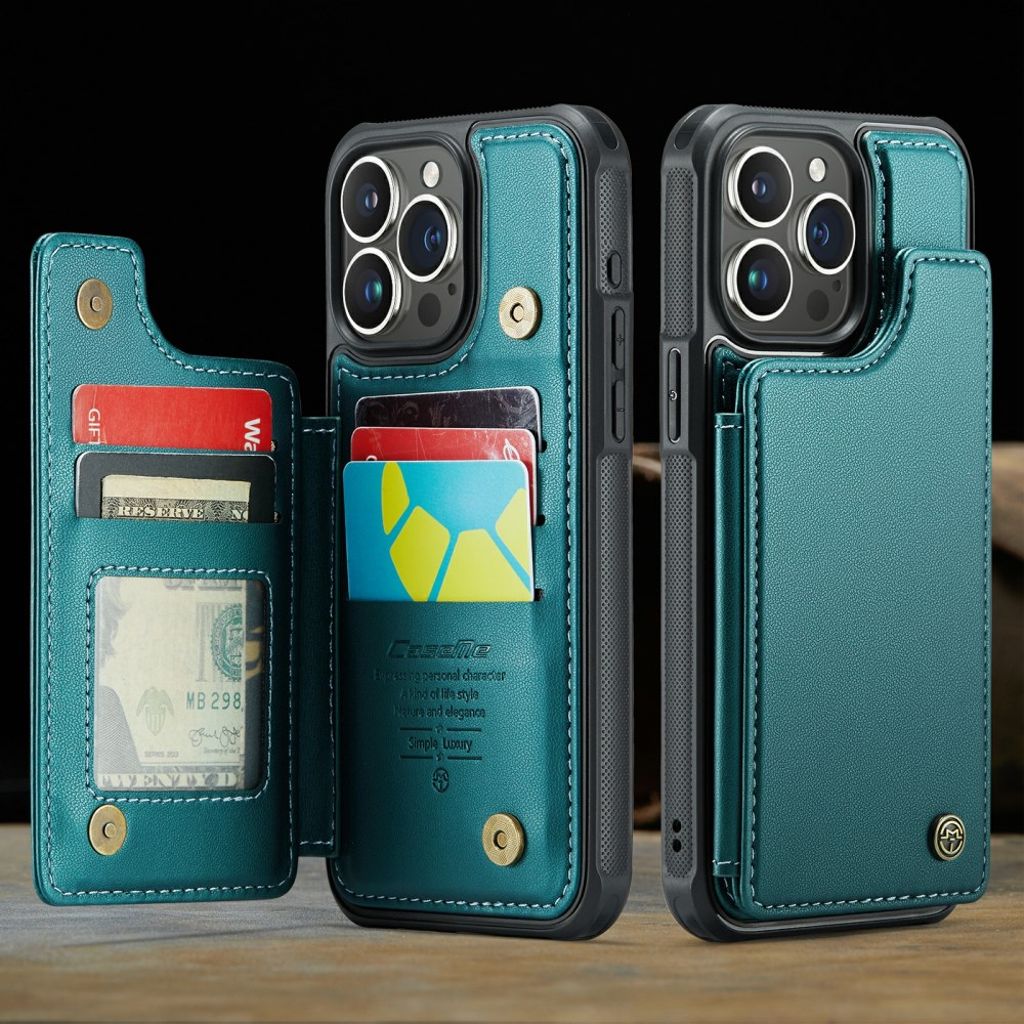 CASEME iPhone 16 Pro Max Plånboksskal RFID-blockerande – Grön