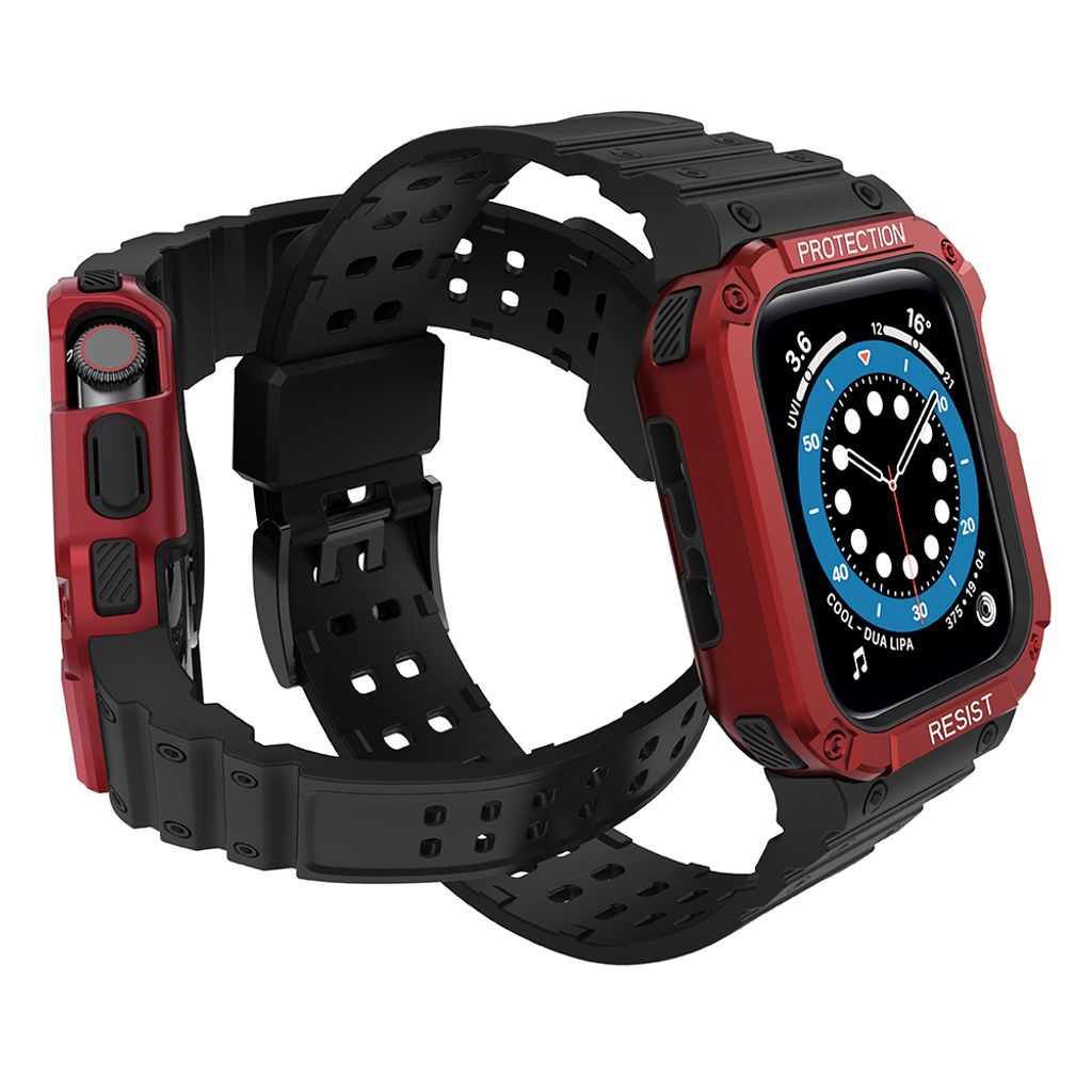 Protect Armored Kuori & Kellonranneke Apple Watch 38/40/41mm  - Musta/Punainen