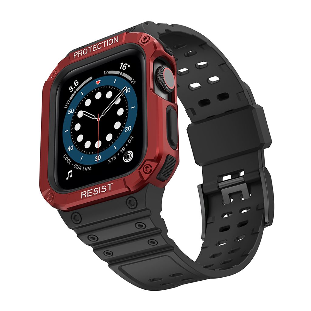 Protect Armored Kuori & Kellonranneke Apple Watch 38/40/41mm  - Musta/Punainen
