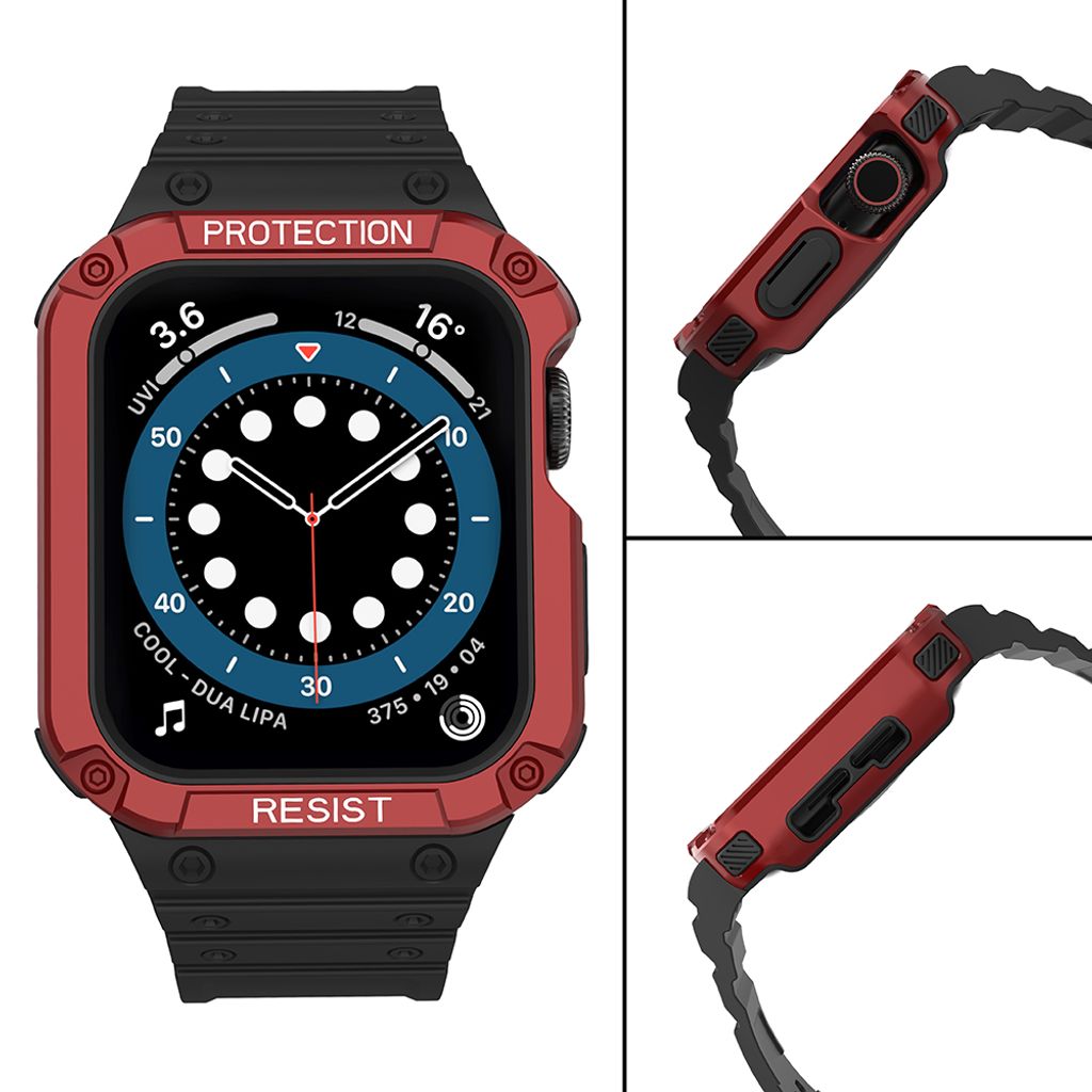 Protect Armored Kuori & Kellonranneke Apple Watch 38/40/41mm  - Musta/Punainen
