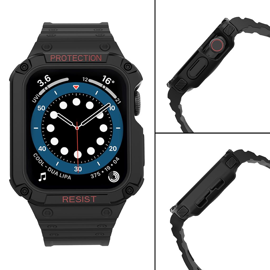 Protect Armored Kuori & Kellonranneke Apple Watch 38/40/41mm  - Musta