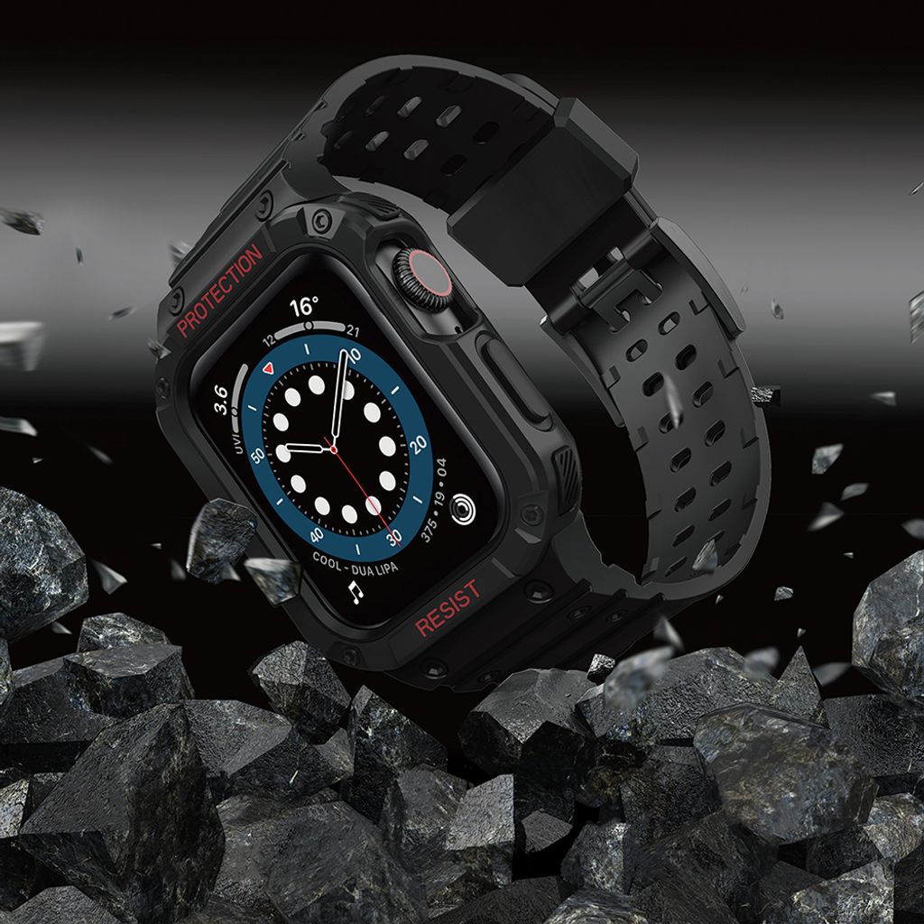 Protect Armored Kuori & Kellonranneke Apple Watch 38/40/41mm  - Musta