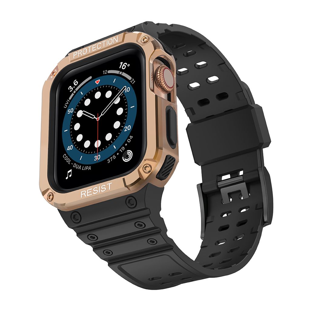 Protect Armored Kuori & Kellonranneke Apple Watch 38/40/41mm  - Musta/Ruusu kultaa