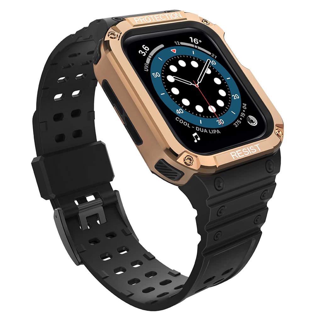 Protect Armored Kuori & Kellonranneke Apple Watch 38/40/41mm  - Musta/Ruusu kultaa