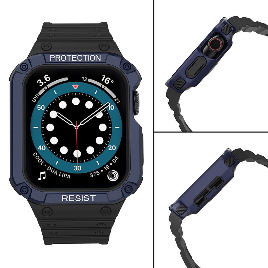 Protect Armored Kuori & Kellonranneke Apple Watch 38/40/41mm - Musta/Sininen