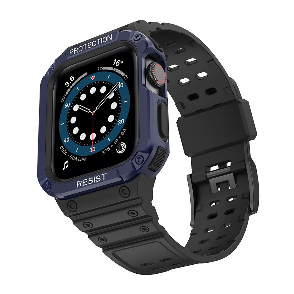 Protect Armored Kuori & Kellonranneke Apple Watch 38/40/41mm - Musta/Sininen