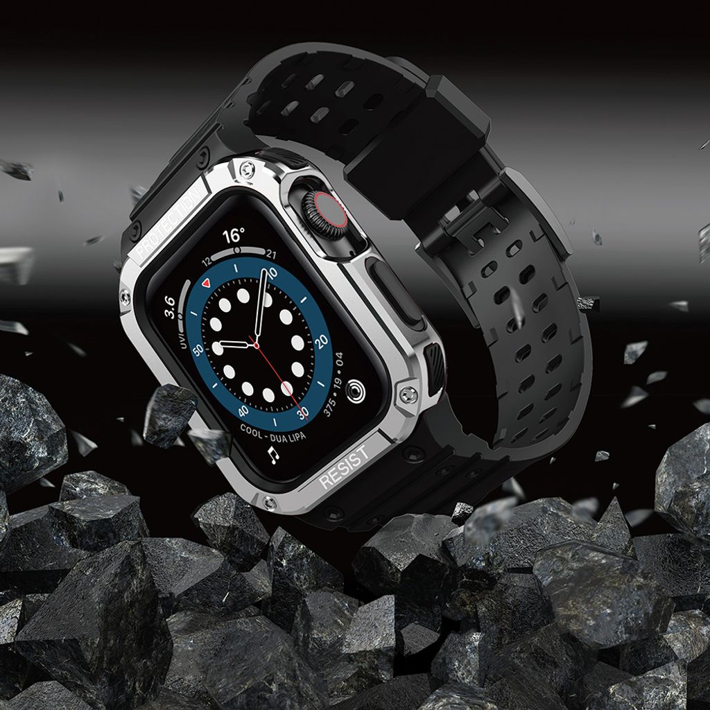 Protect Armored Kuori & Kellonranneke Apple Watch 38/40/41mm - Musta/Hopea