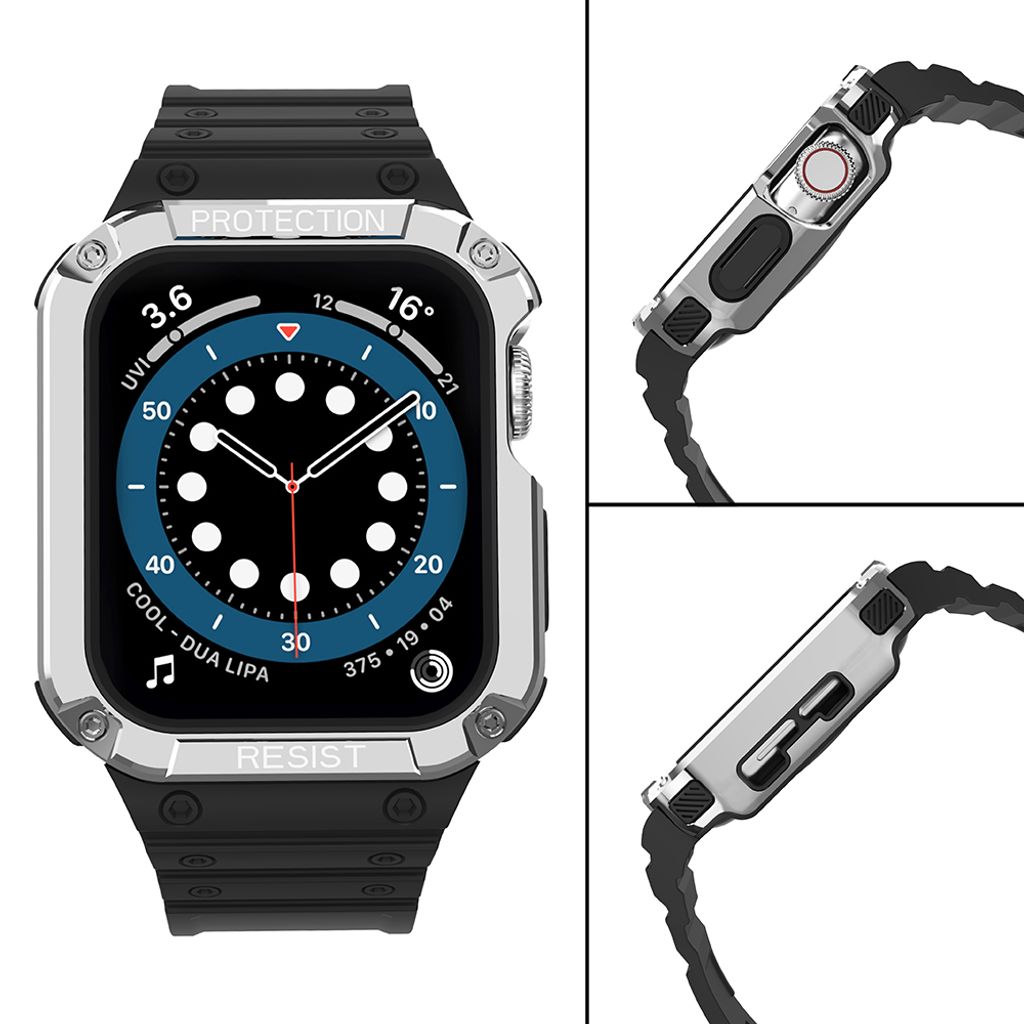 Protect Armored Kuori & Kellonranneke Apple Watch 38/40/41mm - Musta/Hopea