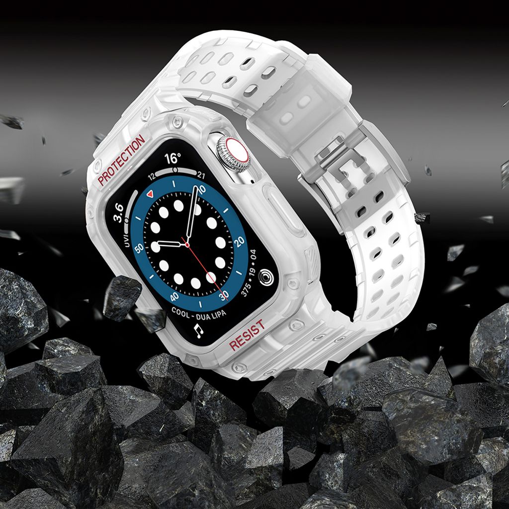 Protect Armored Kuori & Kellonranneke Apple Watch 38/40/41mm - Läpinäkyvä