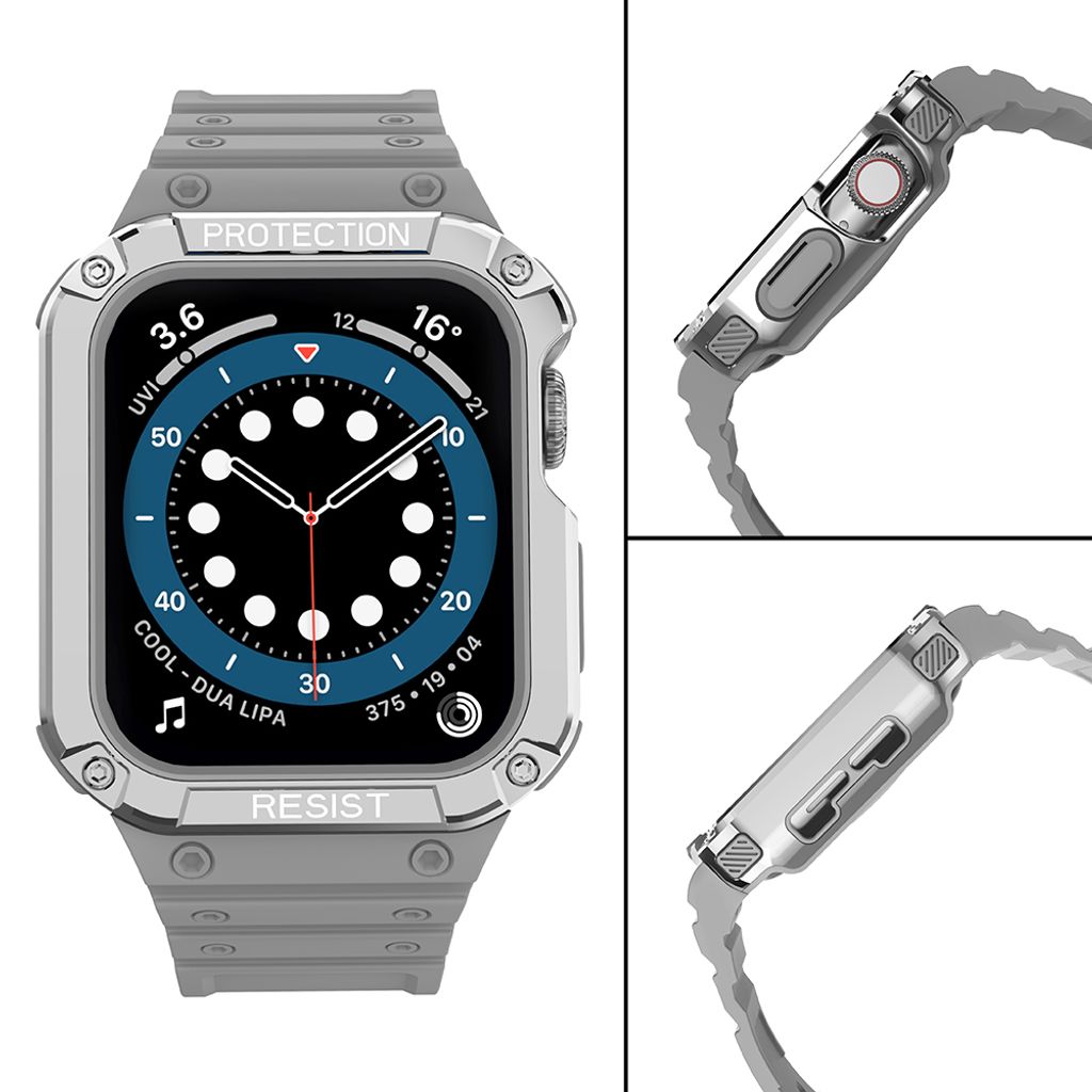 Protect Armored Kuori & Kellonranneke Apple Watch 38/40/41mm  - Harmaa/Hopea