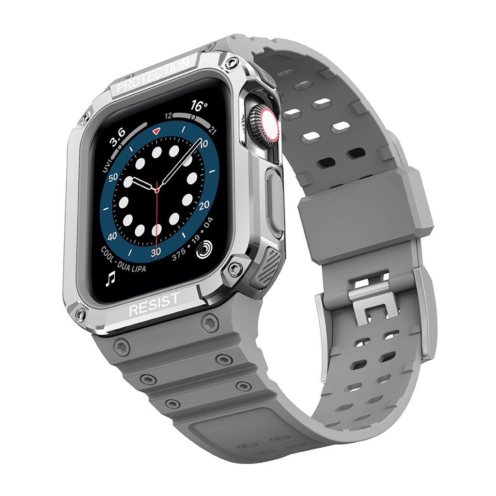 Protect Armored Kuori & Kellonranneke Apple Watch 38/40/41mm  - Harmaa/Hopea