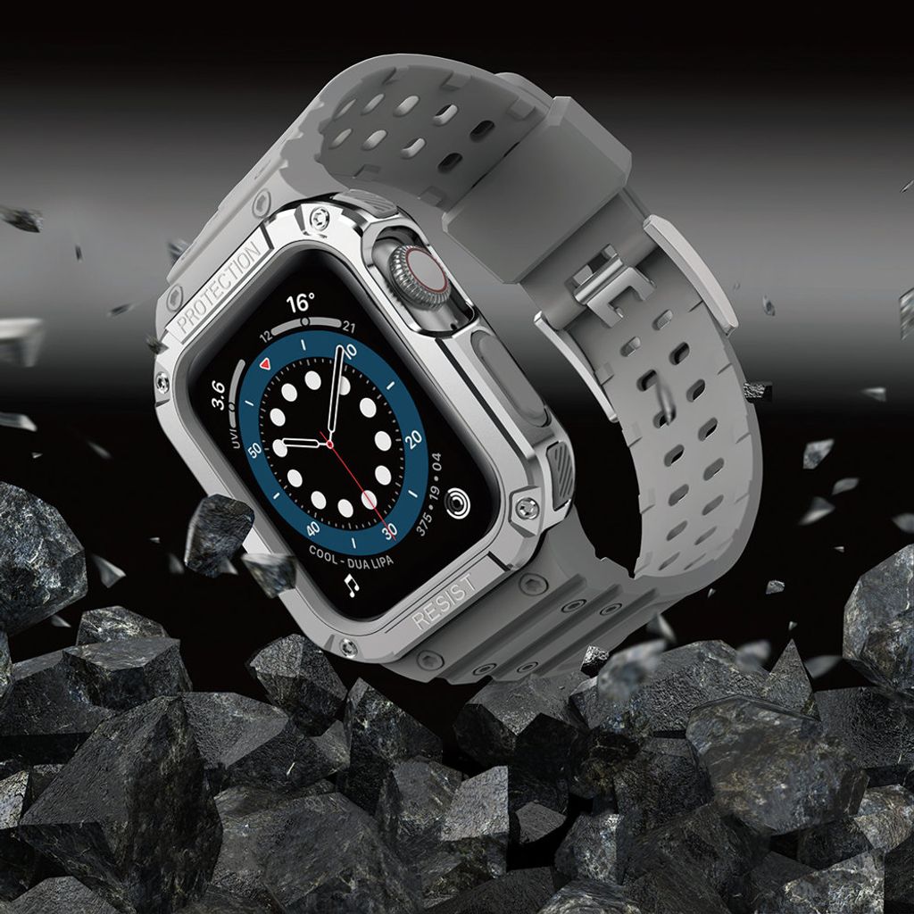 Protect Armored Kuori & Kellonranneke Apple Watch 38/40/41mm  - Harmaa/Hopea