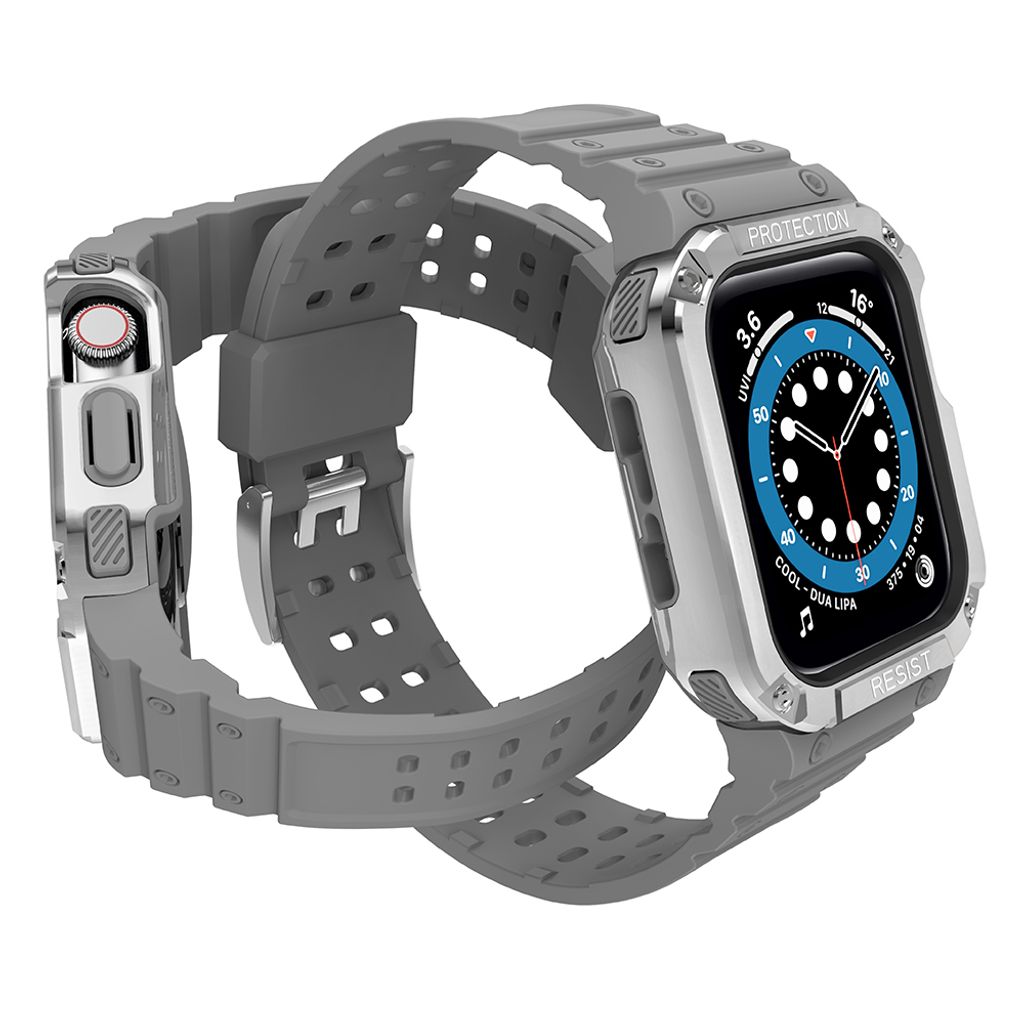 Protect Armored Kuori & Kellonranneke Apple Watch 38/40/41mm  - Harmaa/Hopea