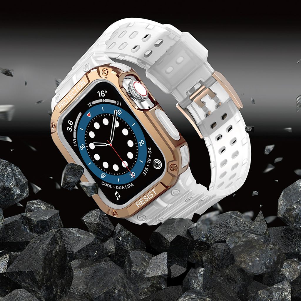 Protect Armored Kuori & Kellonranneke Apple Watch 42/44/45mm  - Ruusu kultaa