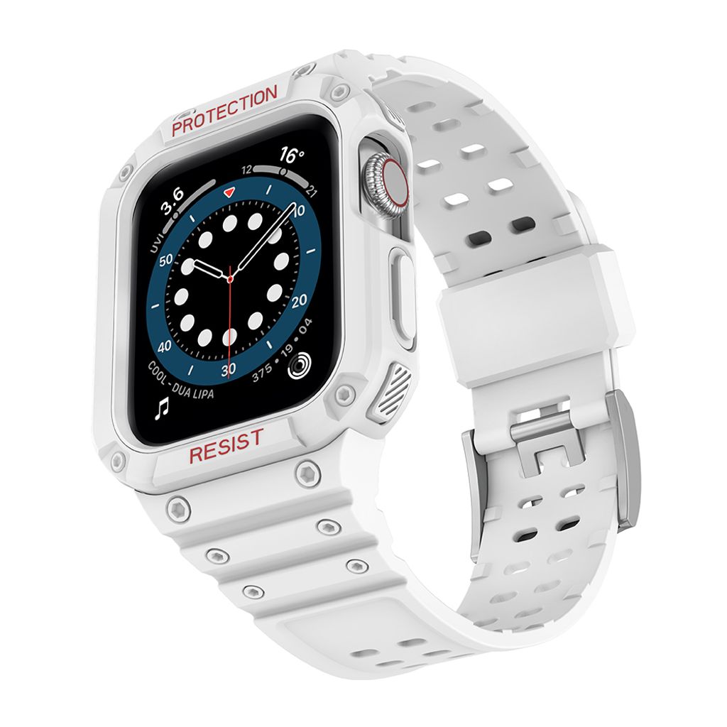 Protect Armored Kuori & Kellonranneke Apple Watch 42/44/45mm  - Valkoinen