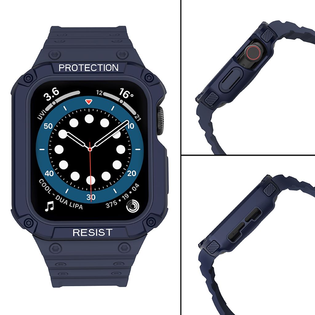 Protect Armored Kuori & Kellonranneke Apple Watch 42/44/45mm - Sininen