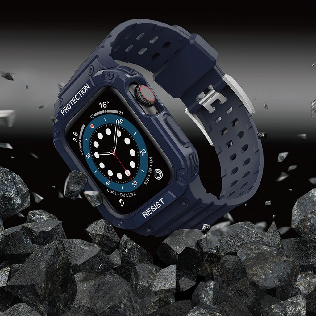 Protect Armored Kuori & Kellonranneke Apple Watch 42/44/45mm - Sininen