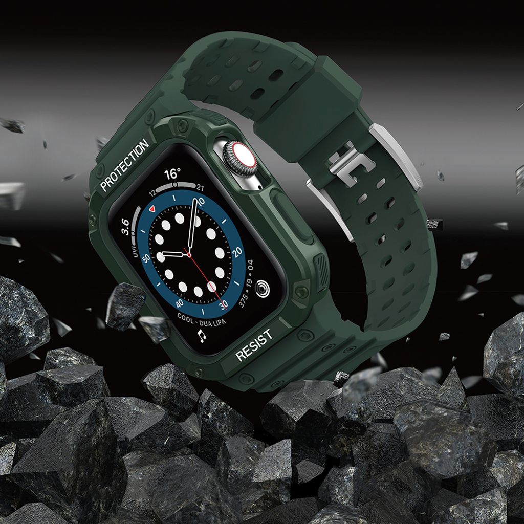 Protect Armored Kuori & Kellonranneke Apple Watch 42/44/45mm  - Vihreä