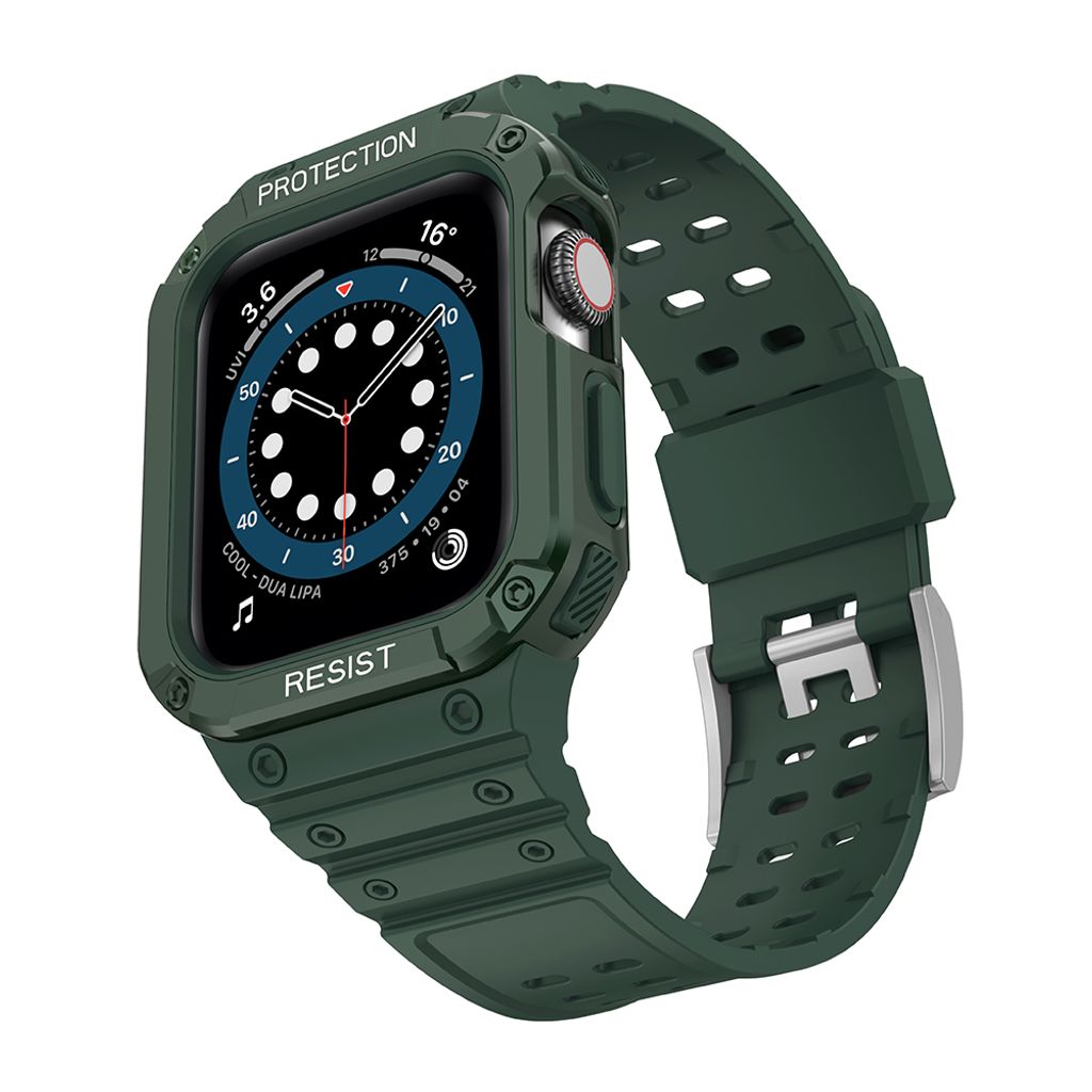 Protect Armored Kuori & Kellonranneke Apple Watch 42/44/45mm  - Vihreä