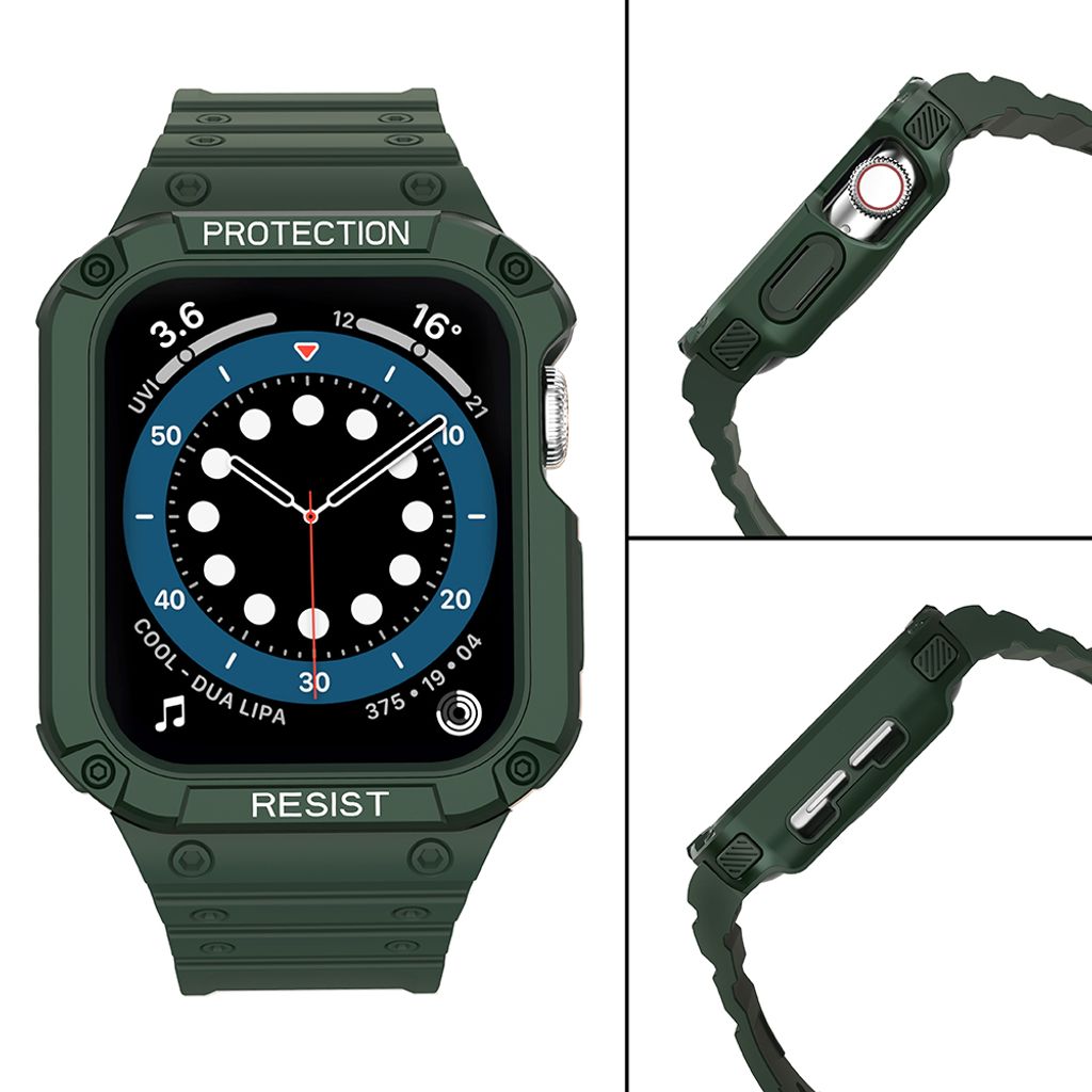 Protect Armored Kuori & Kellonranneke Apple Watch 42/44/45mm  - Vihreä