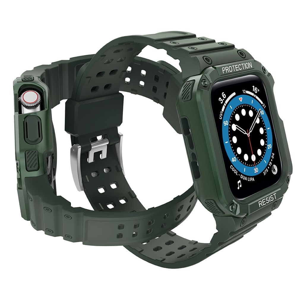 Protect Armored Kuori & Kellonranneke Apple Watch 42/44/45mm  - Vihreä
