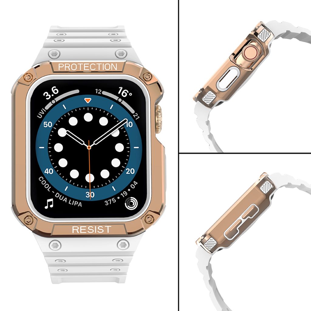Protect Armored Kuori & Kellonranneke Apple Watch 38/40/41mm  - Valkoinen/Ruusu kultaa