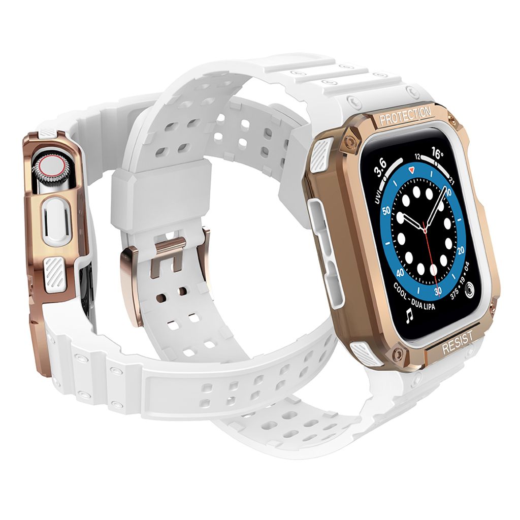 Protect Armored Kuori & Kellonranneke Apple Watch 38/40/41mm  - Valkoinen/Ruusu kultaa