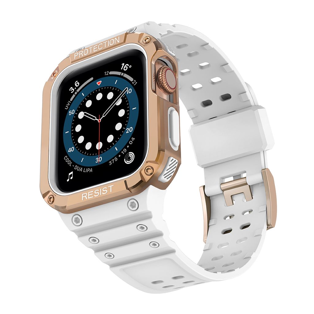 Protect Armored Kuori & Kellonranneke Apple Watch 38/40/41mm  - Valkoinen/Ruusu kultaa