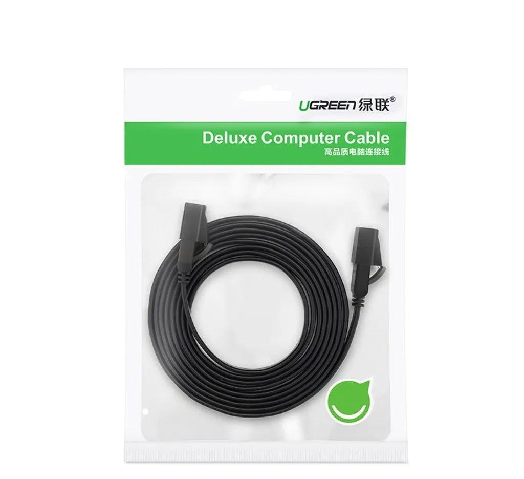 Ugreen platt nätverkskabel Cat 7 STP RJ45 10 Gbps 5 m svart