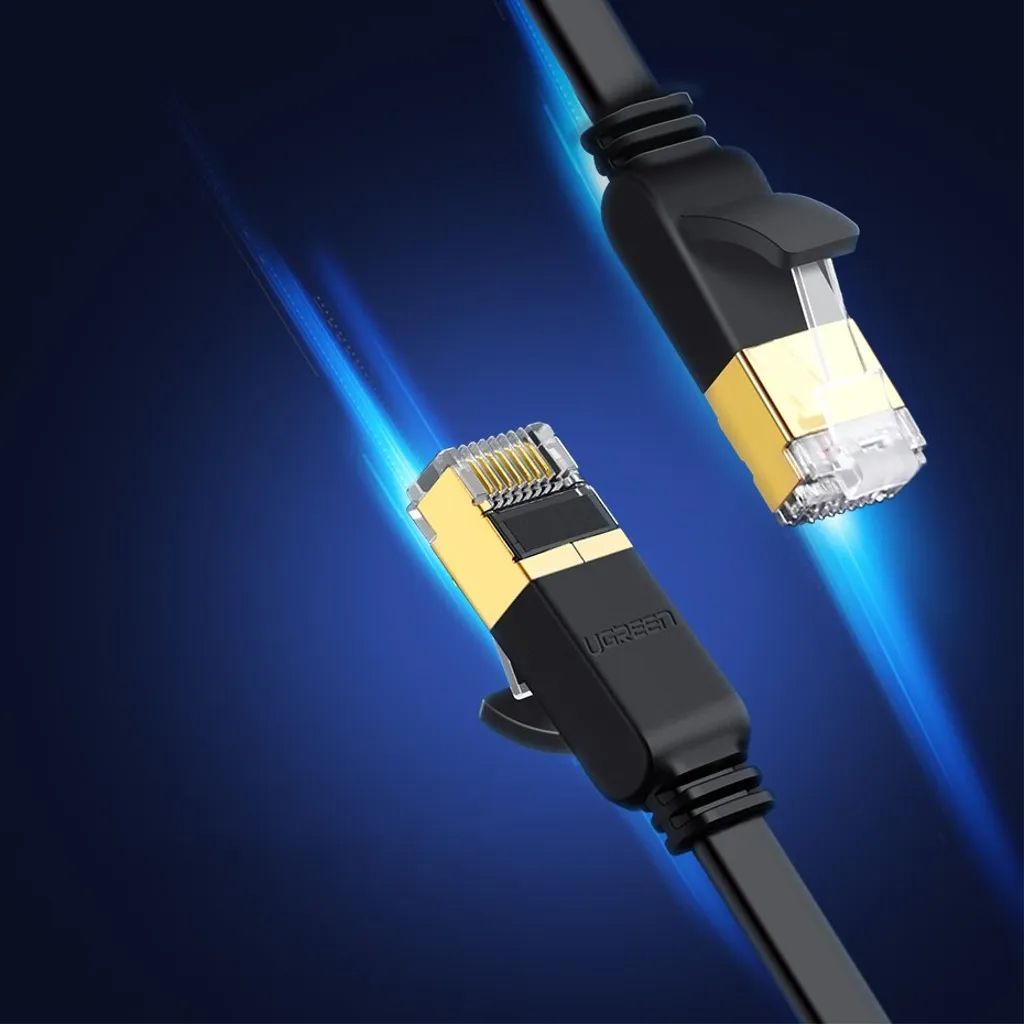 Ugreen platt nätverkskabel Cat 7 STP RJ45 10 Gbps 5 m svart
