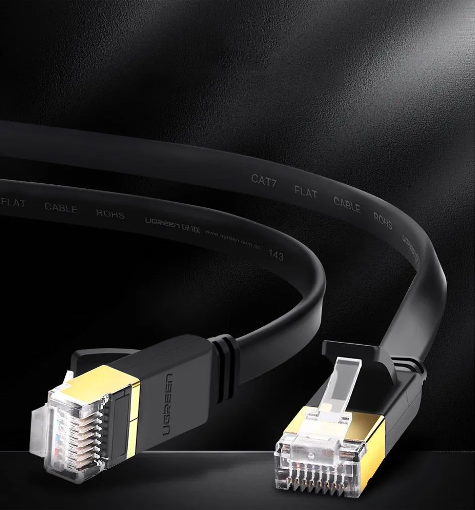 Ugreen platt nätverkskabel Cat 7 STP RJ45 10 Gbps 5 m svart