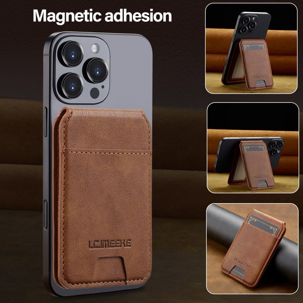 LC.IMEEKE MagSafe-korttikotelo 3 kortille RFID-suojattu – Ruskea