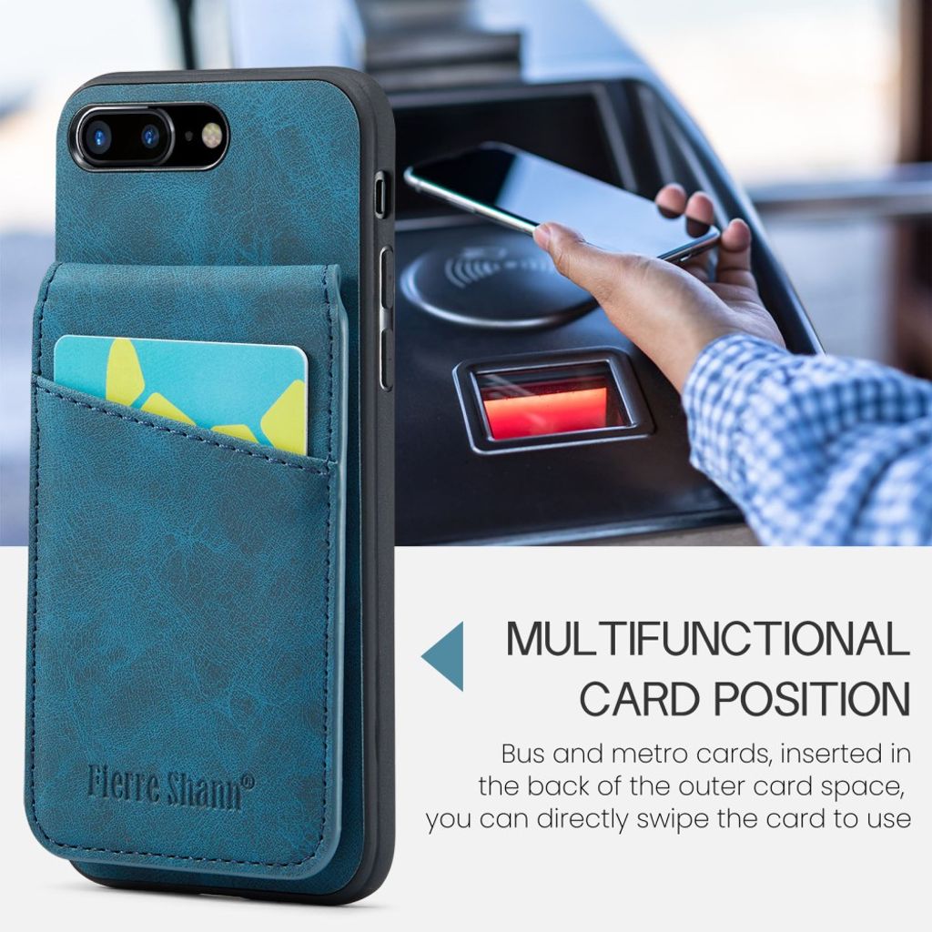 FIERRE SHANN iPhone 7 Plus / 8 Plus Skal med Kortfack - Blå