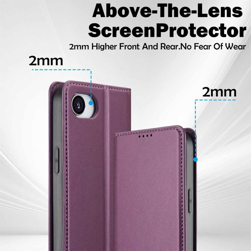 LC.IMEEKE Wallet Cover with Stand for iPhone 16e – Purple
